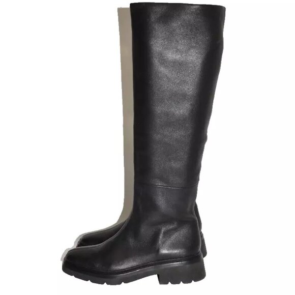 $650 Vince Rune Slouch Knee High Boot LUG RUGGED LEATHER BLACK 7.5 (2) (MF8) - Picture 5 of 8
